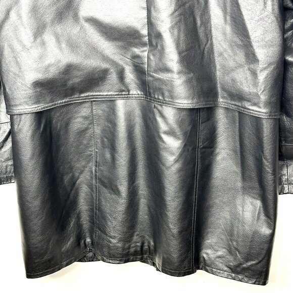 Sequence Womens Leather Jacket Lined Pockets Collar Full Zip Black Size 16 - Picture 6 of 16